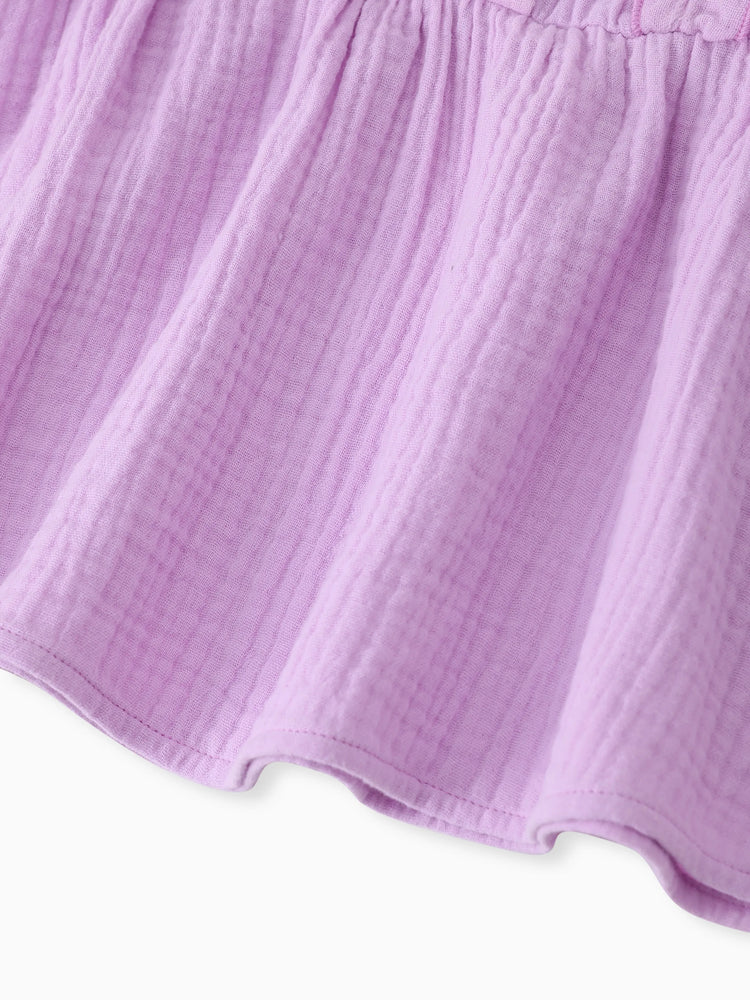 Kleinkind Mädchen 2pcs süßes Rüschenoberteil und geblümte Leggings Set lila