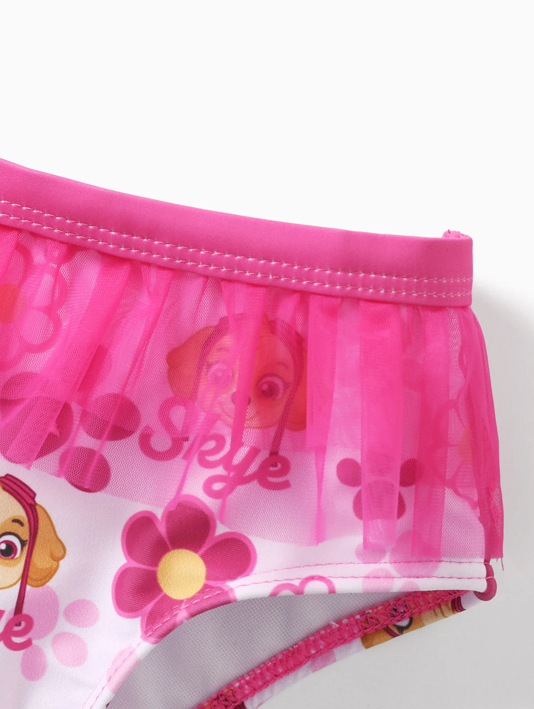 Traje de baño de 2 piezas de la Patrulla Canina Skye para niña pequeña con borde con volantes (no incluye pareo) Rosa rosa