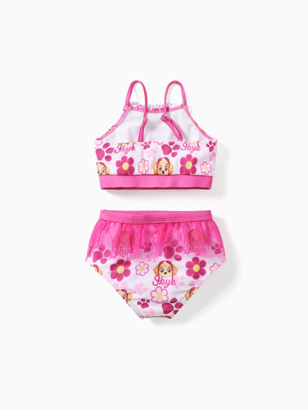 Traje de baño de 2 piezas de la Patrulla Canina Skye para niña pequeña con borde con volantes (no incluye pareo) Rosa rosa