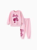Barbie 2pcs Toddler Girl Character Letter Print Cotton Pullover Sweatshirt and Elasticized Pants Set Pink