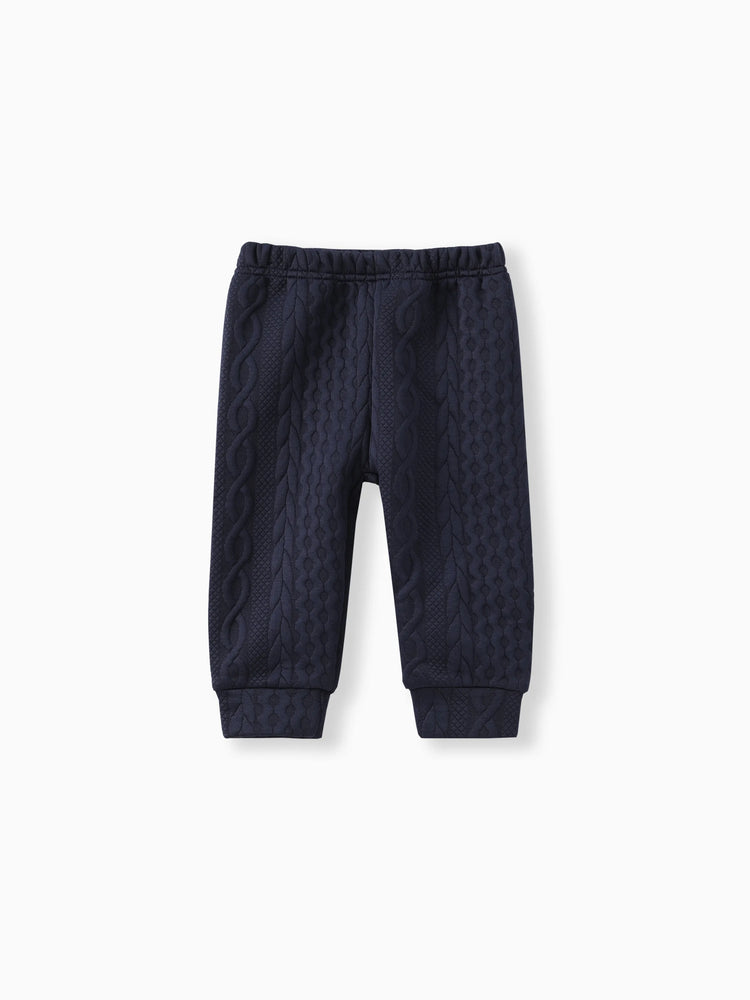 Ensemble 2 pièces sweat-shirt et pantalon en tricot uni bleu foncé pour bébé garçon/fille