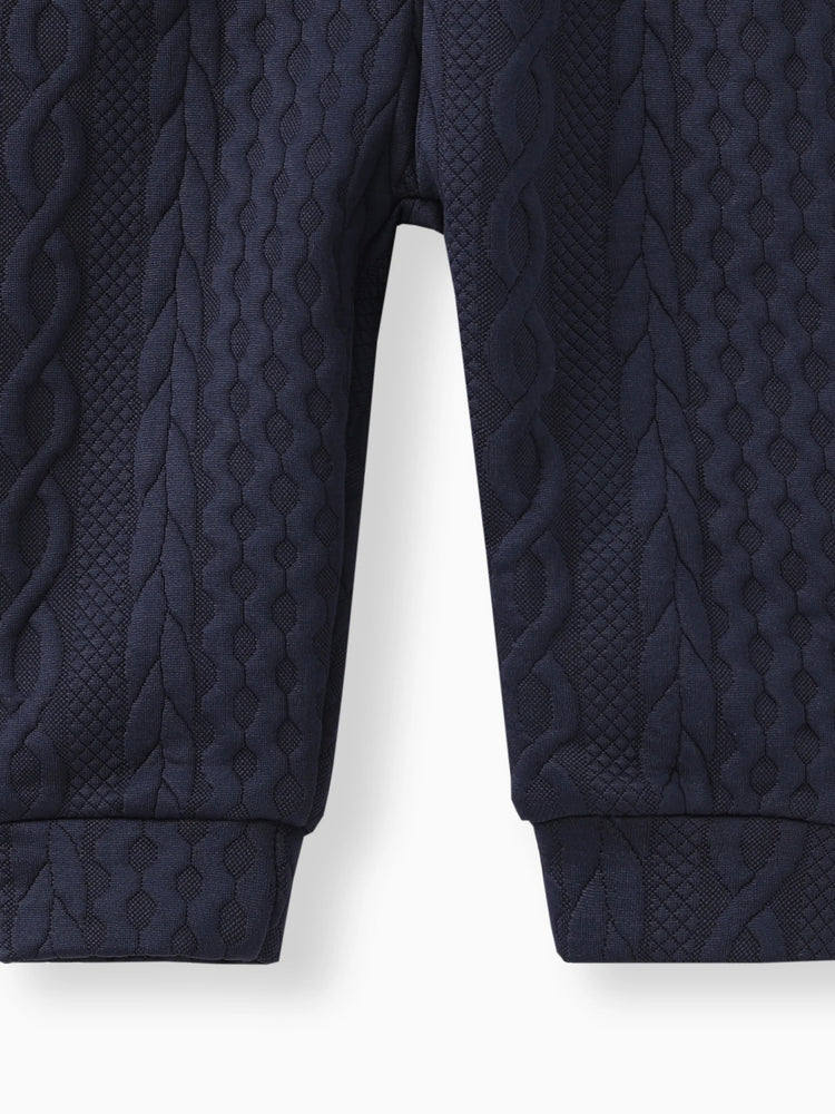 Ensemble 2 pièces sweat-shirt et pantalon en tricot uni bleu foncé pour bébé garçon/fille