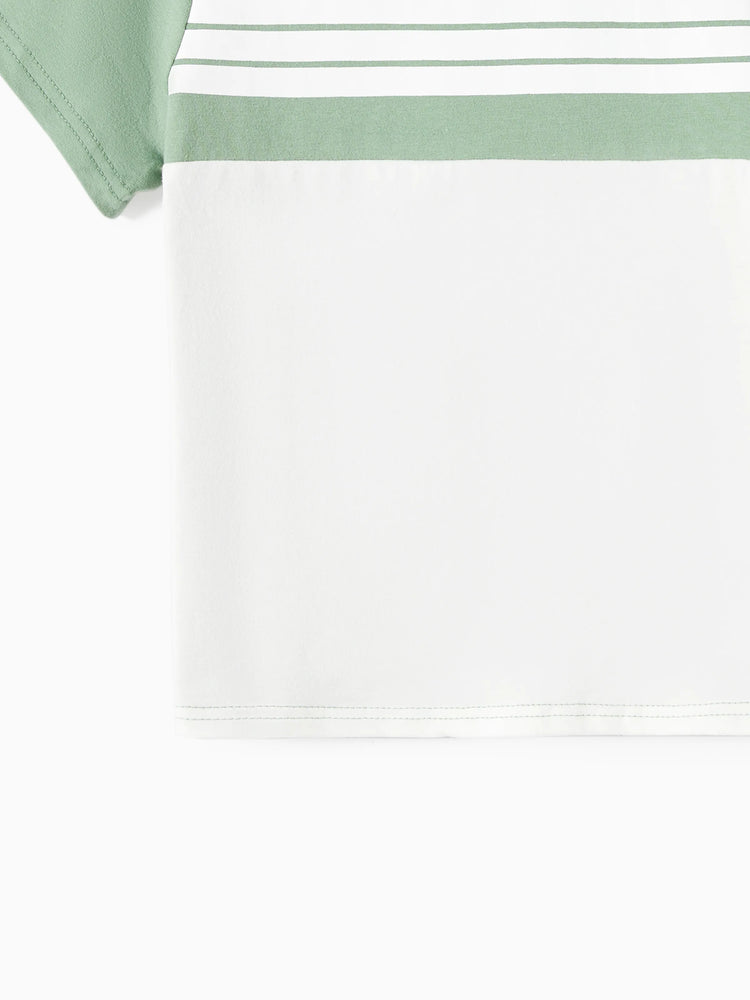 Daddy & Son Elegant Broken Flower Matching T-Shirt Outfits for Family, Medium Thickness Green