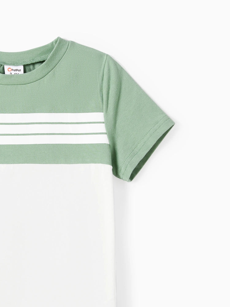 Daddy & Son Elegant Broken Flower Matching T-Shirt Outfits for Family, Medium Thickness Green