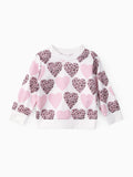 Baby Girl Sweatshirt with Heart and Leopard Print White