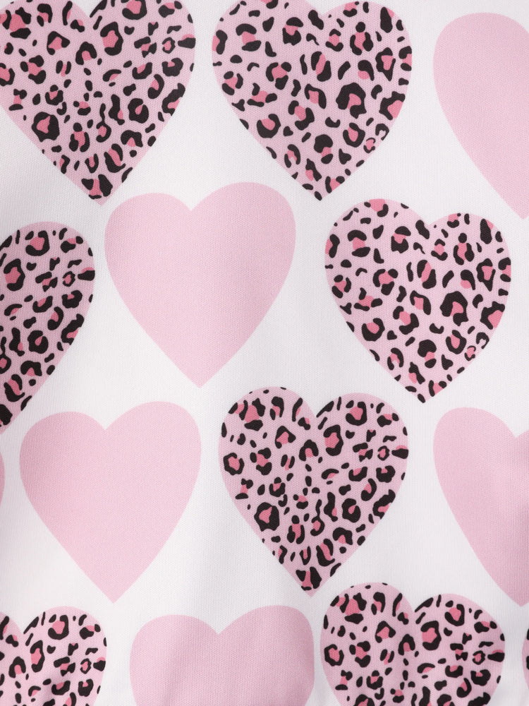 Baby Girl Sweatshirt with Heart and Leopard Print White