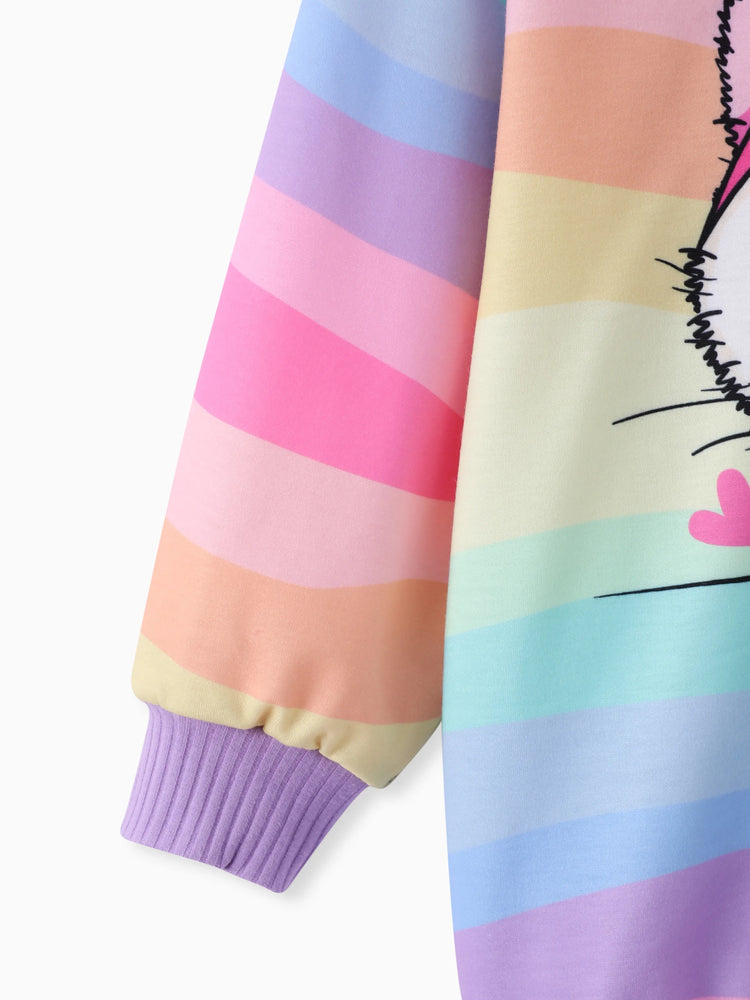 Ensemble 2 pièces sweat-shirt et leggings imprimé chat multicolore pour petite fille