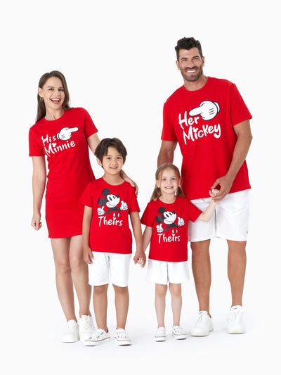 Ensemble t-shirt/robe/combinaison assorti en coton Disney Mickey et ses amis, motif humoristique, rouge, pour cadeau