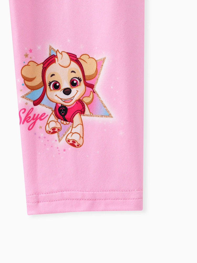 Paw Patrol Toddler Girl Skye Shinny Star Print Tulle Skirt Leggings Pink