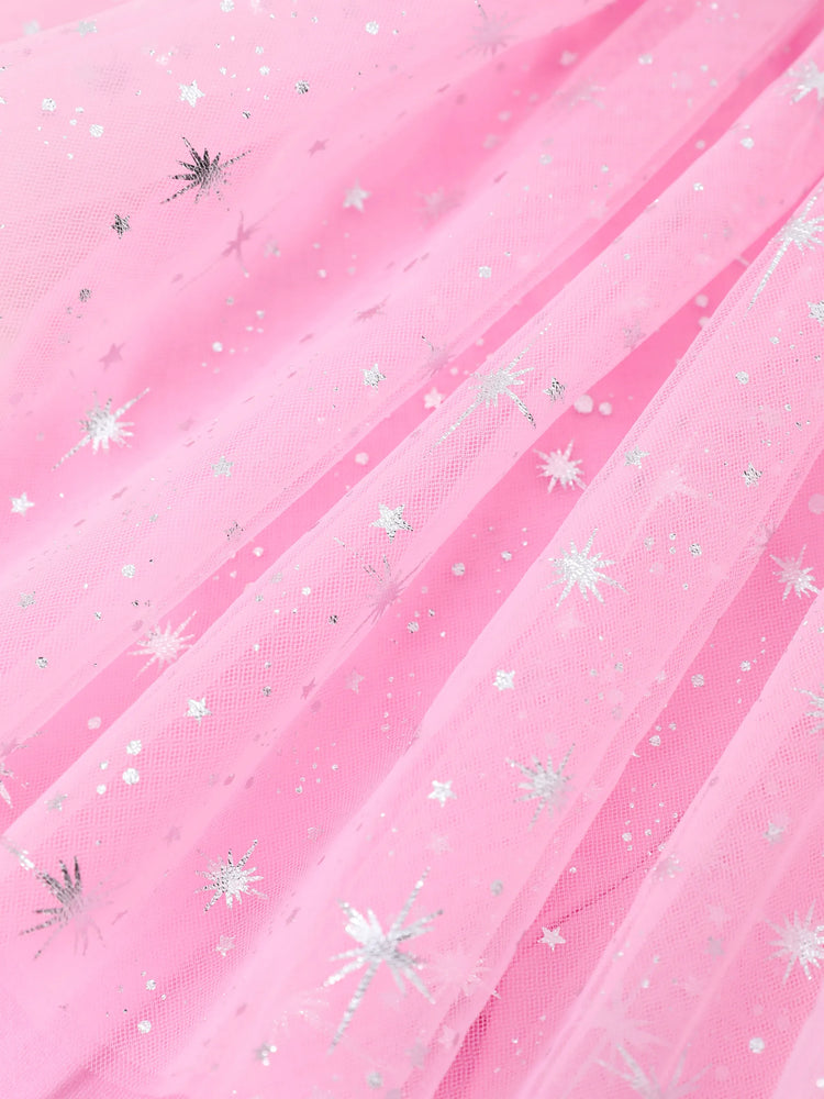 Paw Patrol Toddler Girl Skye Shinny Star Print Tulle Skirt Leggings Pink