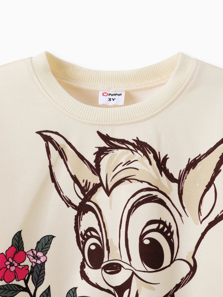 Ensemble 2 pièces pour petite fille avec sweat-shirt à volants et pantalon évasé à fleurs, couleur bloc