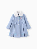 Disney Frozen Toddler Girls Elsa Snowflake Embroidered Plush Collar Coat Blue
