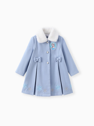 Disney Frozen Toddler Girls Elsa Snowflake Embroidered Plush Collar Coat Blue