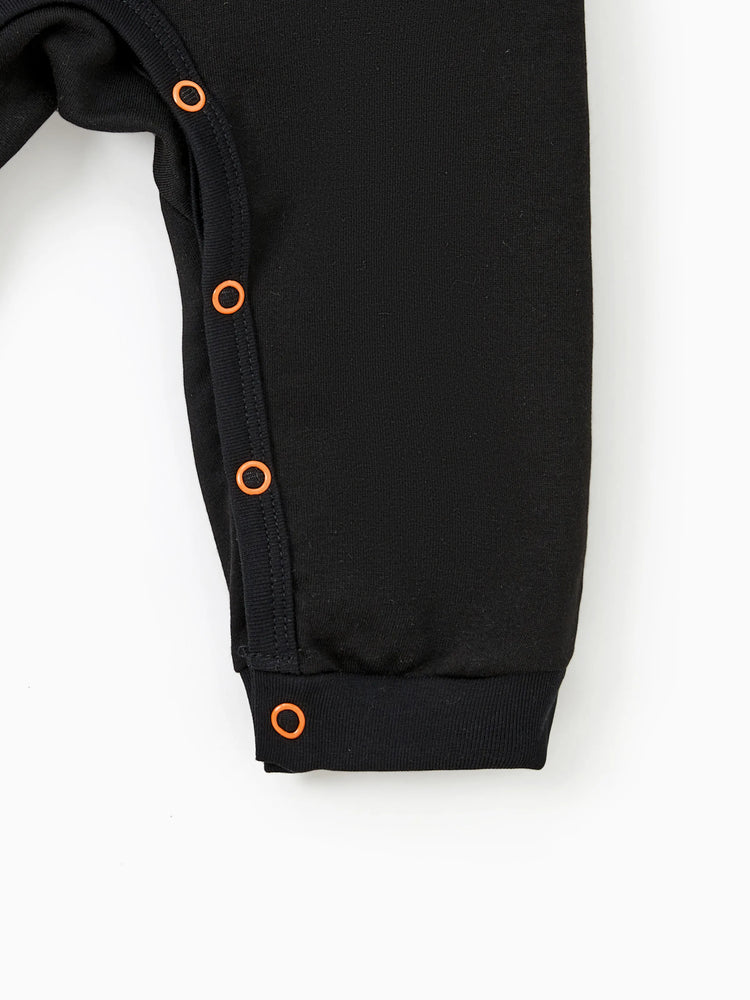 Disney Mickey and Friends Halloween Glow In The Dark Family Matching Pumpkin Print Long-sleeve Tops Black