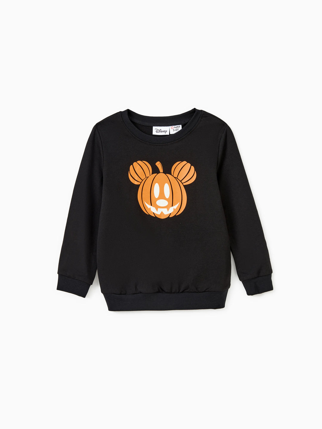 Camisetas de manga larga con estampado de calabaza a juego para la familia, de Disney Mickey y sus amigos, para Halloween, que brillan en la oscuridad, en negro