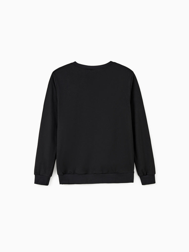 Disney Mickey and Friends Halloween Glow In The Dark Family Matching Pumpkin Print Long-sleeve Tops Black