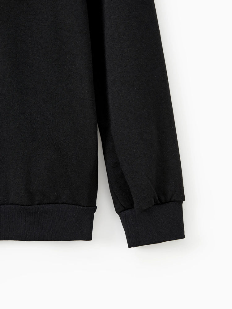 Disney Mickey and Friends Halloween Glow In The Dark Family Matching Pumpkin Print Long-sleeve Tops Black