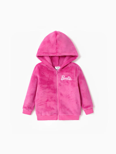 Barbie Plush Embroidered Graphic Coat Roseo