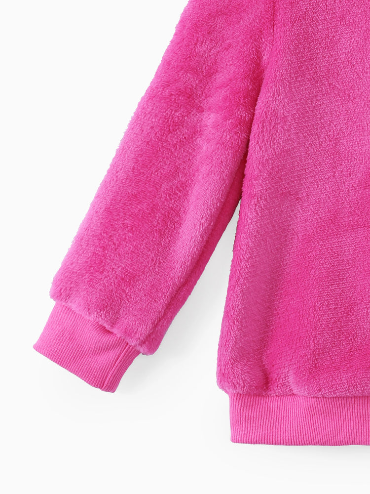 Barbie Plush Embroidered Graphic Coat Roseo