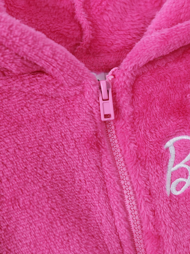 Barbie Plush Embroidered Graphic Coat Roseo