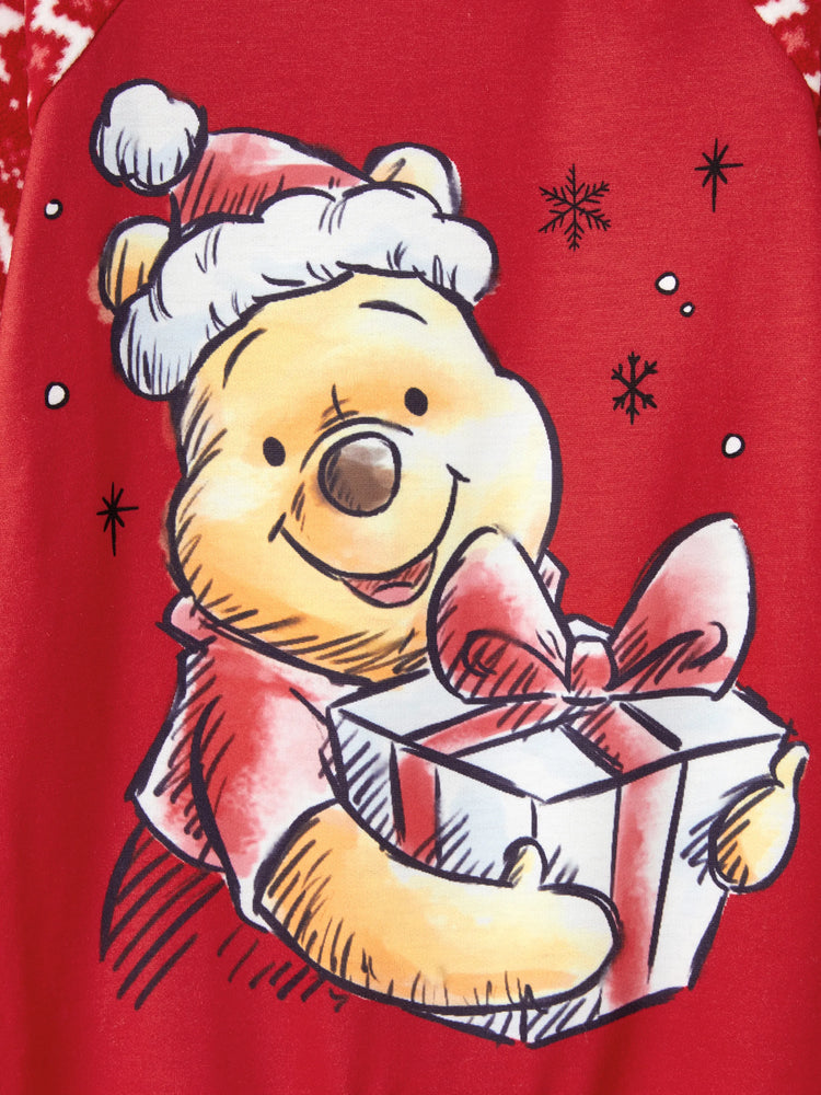 Haut à manches longues assorti de Noël imprimé Winnie l'ourson de Disney, rouge