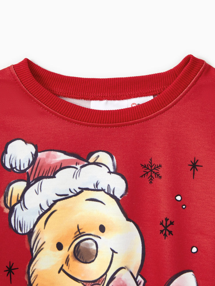 Haut à manches longues assorti de Noël imprimé Winnie l'ourson de Disney, rouge