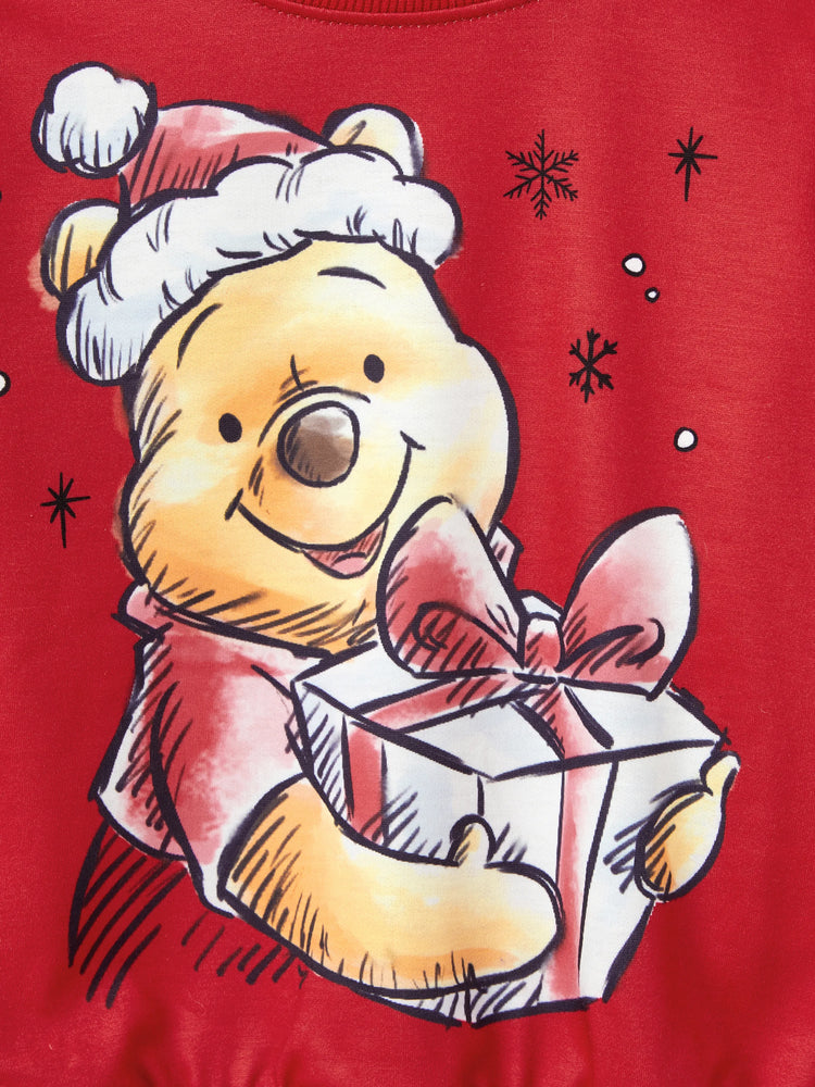 Haut à manches longues assorti de Noël imprimé Winnie l'ourson de Disney, rouge