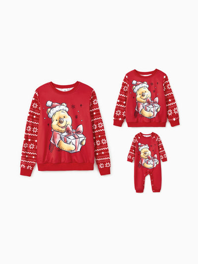 Disney Winnie the Pooh Family Matching Christmas Character Print Long-sleeve Top Red