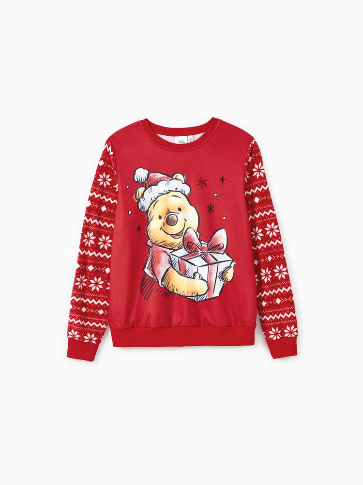 Haut à manches longues assorti de Noël imprimé Winnie l'ourson de Disney, rouge