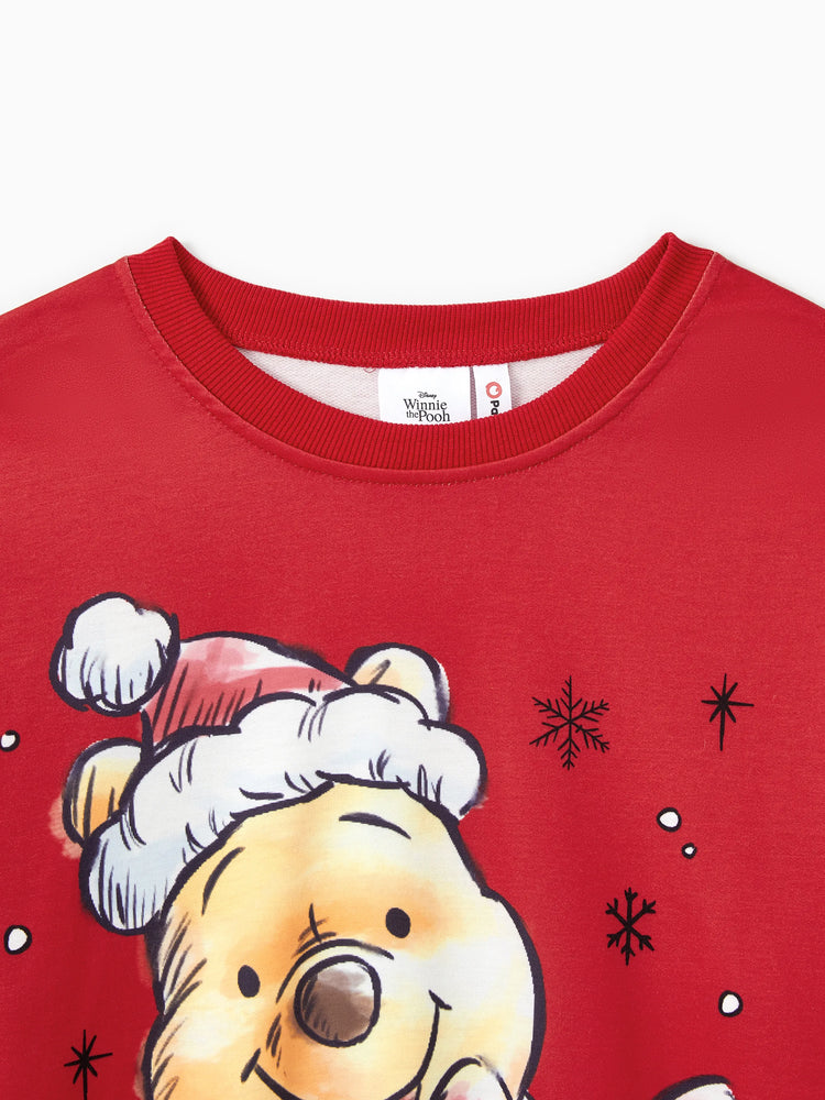 Haut à manches longues assorti de Noël imprimé Winnie l'ourson de Disney, rouge