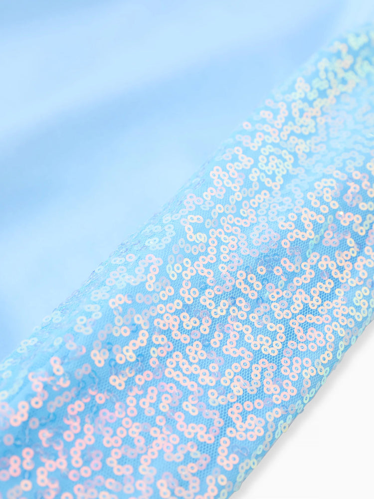 Disney Frozen Toddler Girl Elsa Sequin Hooded Bomber Jacket Blue