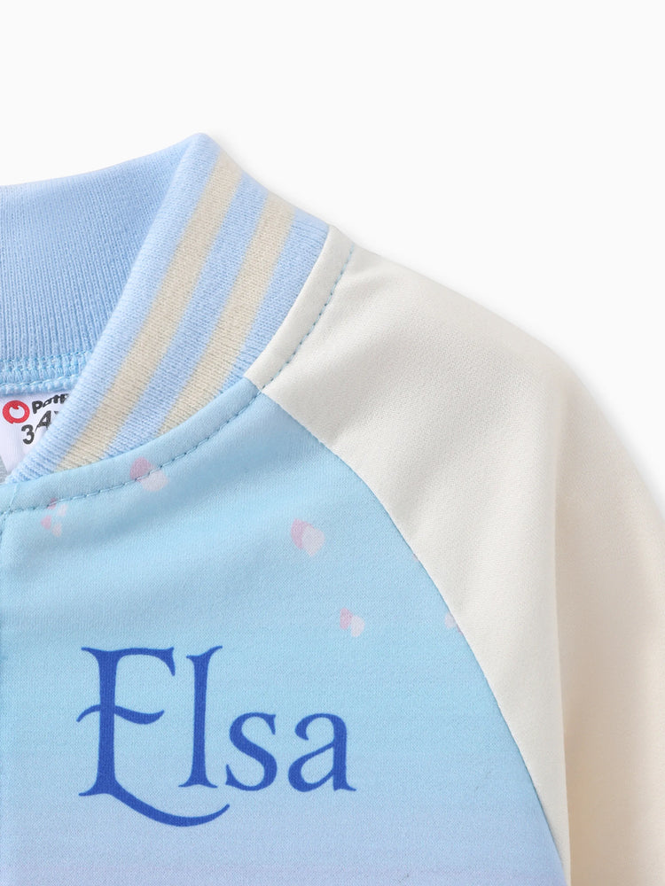 Disney Frozen Toddler Girl Elsa Tie-dye Bomber Jacket Blue