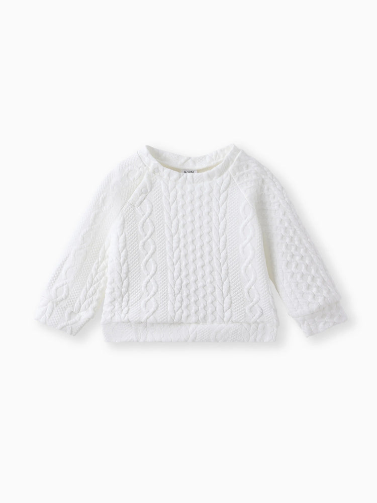 Ensemble 2 pièces sweat-shirt et pantalon en tricot uni blanc pour bébé garçon/fille