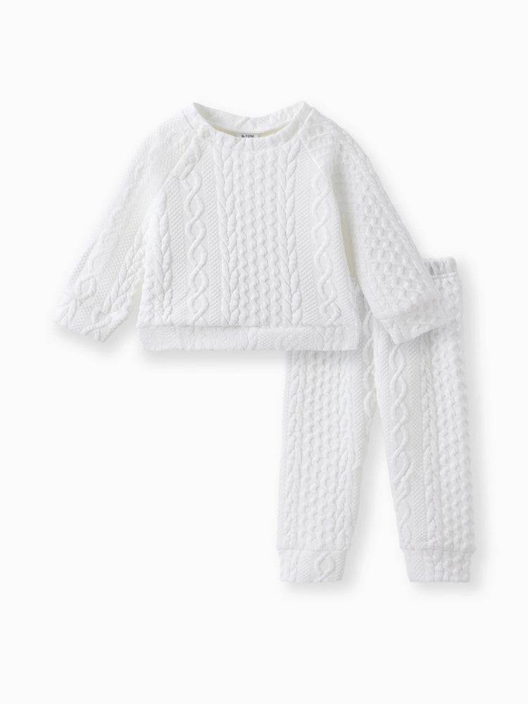 Ensemble 2 pièces sweat-shirt et pantalon en tricot uni blanc pour bébé garçon/fille
