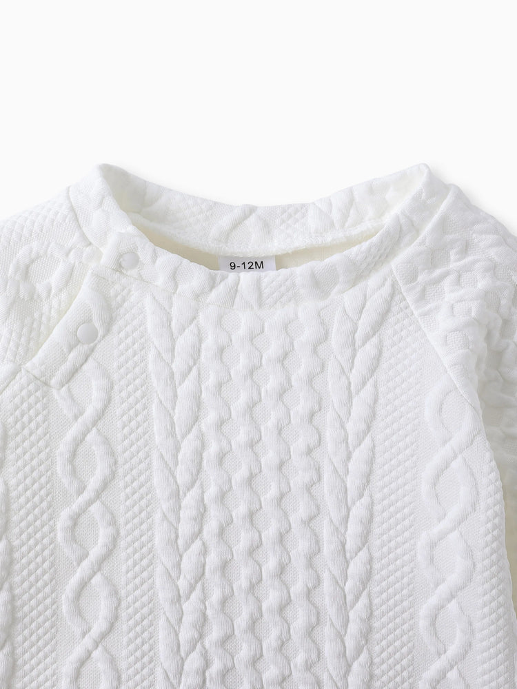 Ensemble 2 pièces sweat-shirt et pantalon en tricot uni blanc pour bébé garçon/fille