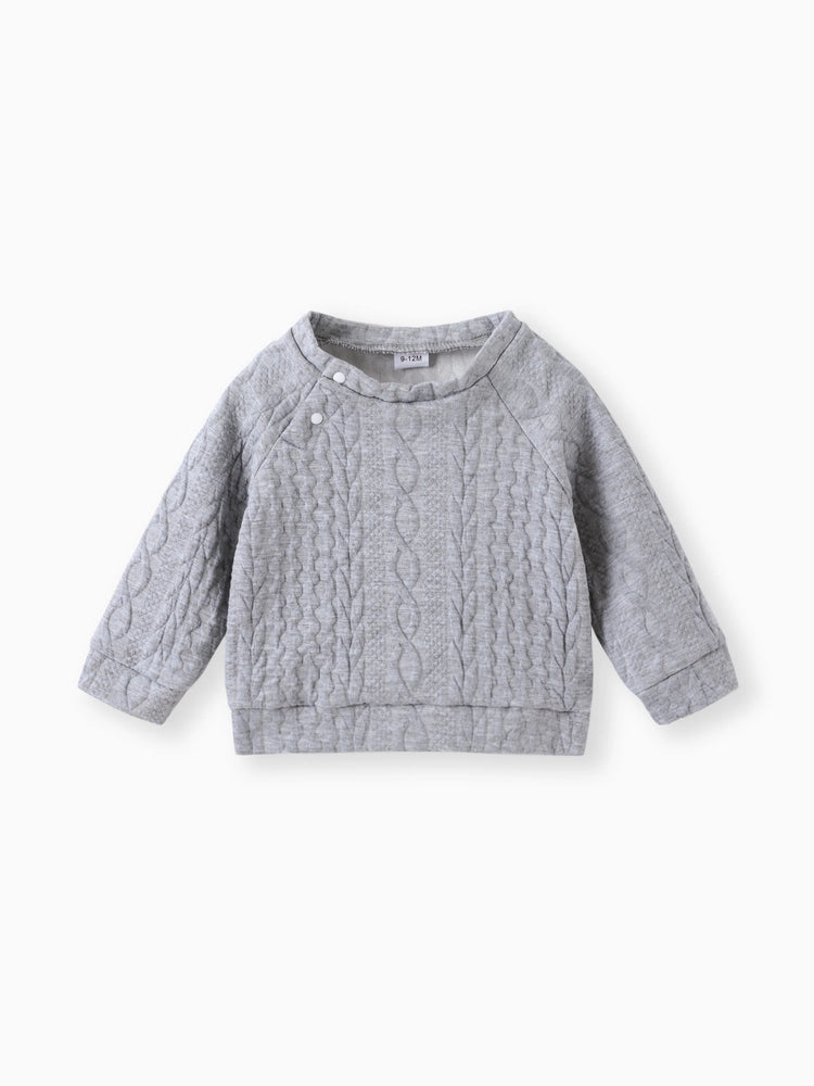 Ensemble 2 pièces sweat-shirt et pantalon en tricot uni pour bébé garçon/fille, gris clair