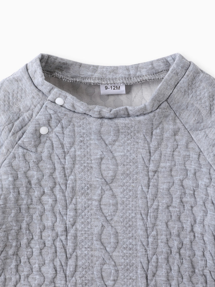 Ensemble 2 pièces sweat-shirt et pantalon en tricot uni pour bébé garçon/fille, gris clair