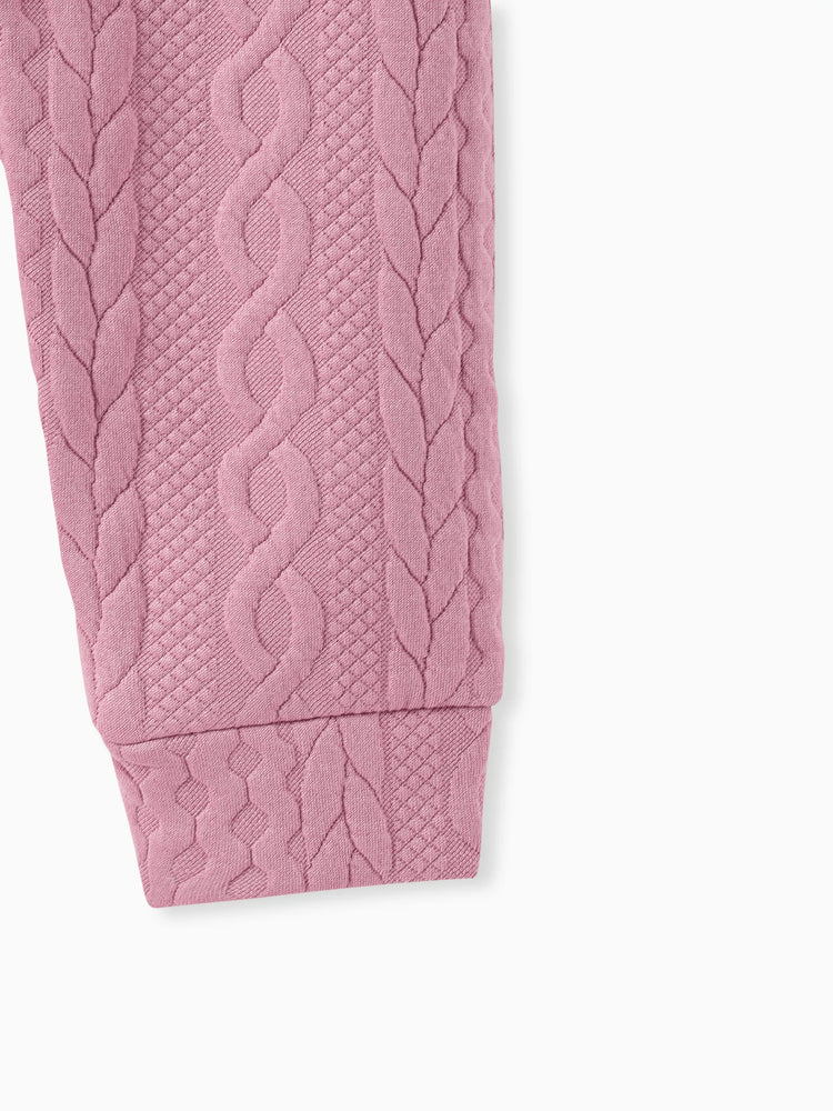 Ensemble 2 pièces sweat-shirt et pantalon en tricot uni pour bébé fille, rose