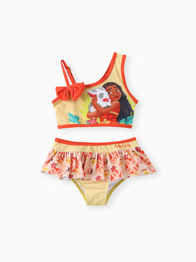 Disney Princess Toddler Girl Moana Bow-shoulder 2ps Swimsuit Orangeyellow