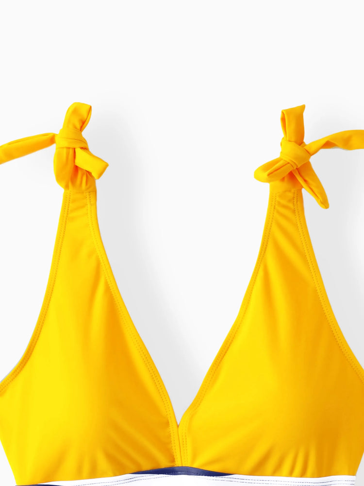 Mommy & me Stripe & Colorblock Spliced One Piece Swimsuit