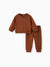 Ensemble 2 pièces sweat-shirt et pantalon en tricot uni pour bébé garçon/fille, marron