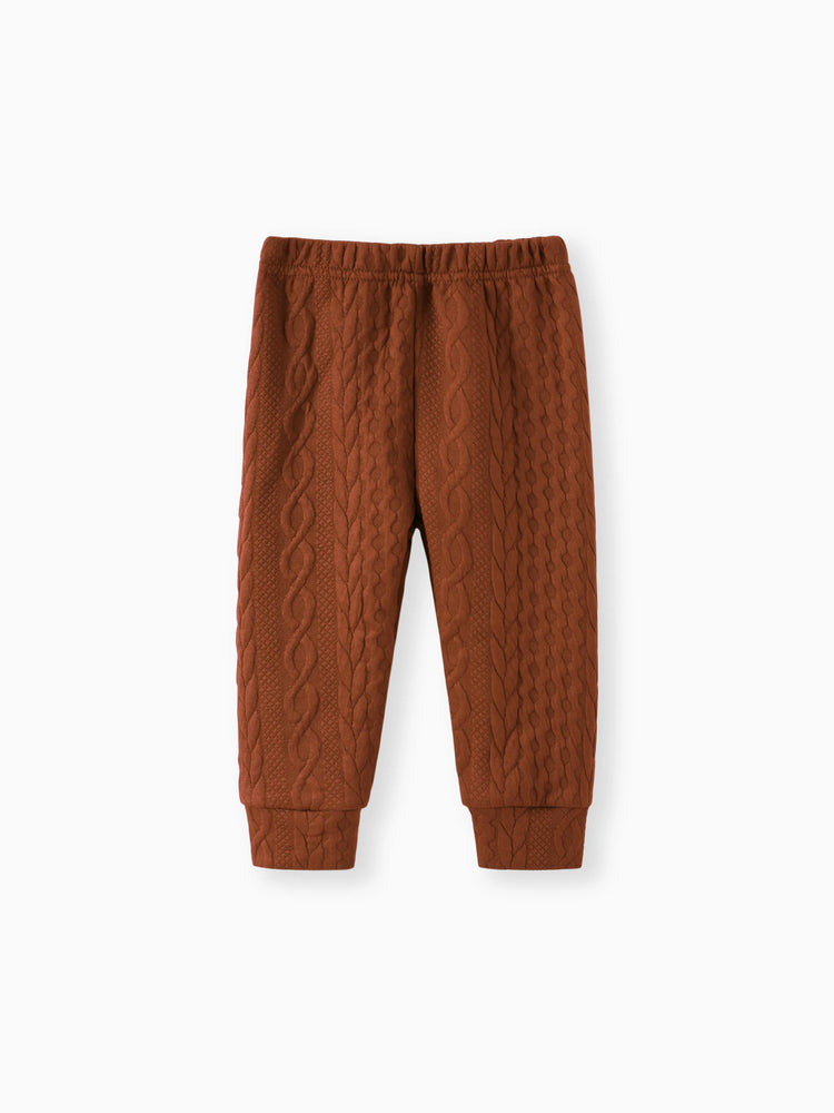Ensemble 2 pièces sweat-shirt et pantalon en tricot uni pour bébé garçon/fille, marron