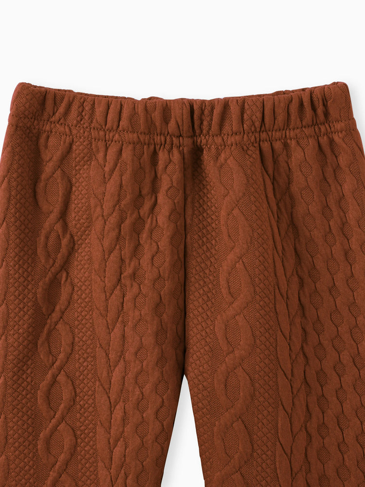 Ensemble 2 pièces sweat-shirt et pantalon en tricot uni pour bébé garçon/fille, marron