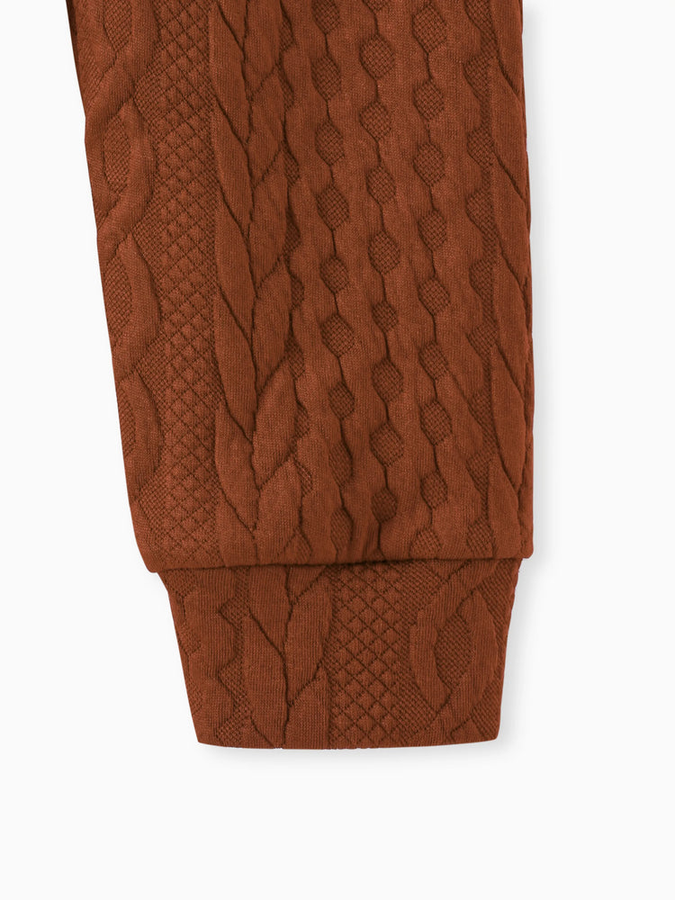 Ensemble 2 pièces sweat-shirt et pantalon en tricot uni pour bébé garçon/fille, marron