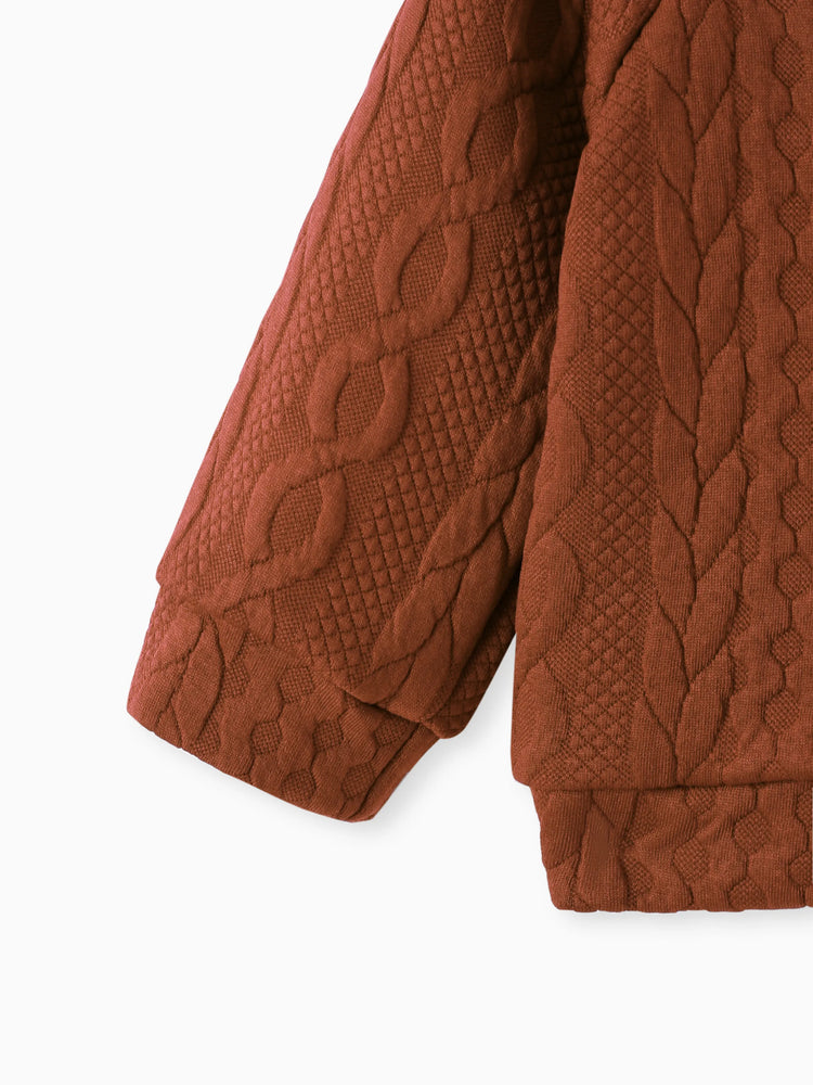 Ensemble 2 pièces sweat-shirt et pantalon en tricot uni pour bébé garçon/fille, marron