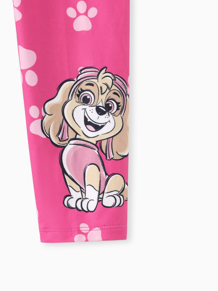 PAW Patrol Toddler Girl 2pcs Skye Rainbow/Gradient Ruffled Top with Leggings Set Pink