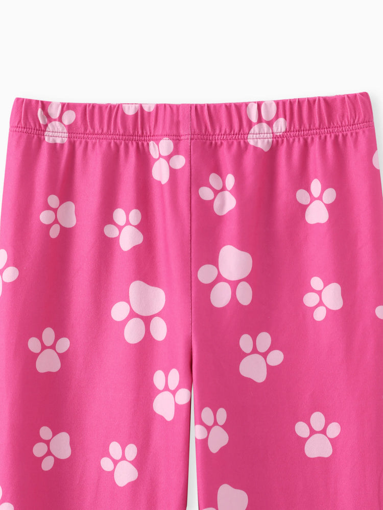 PAW Patrol Toddler Girl 2pcs Skye Rainbow/Gradient Ruffled Top with Leggings Set Pink