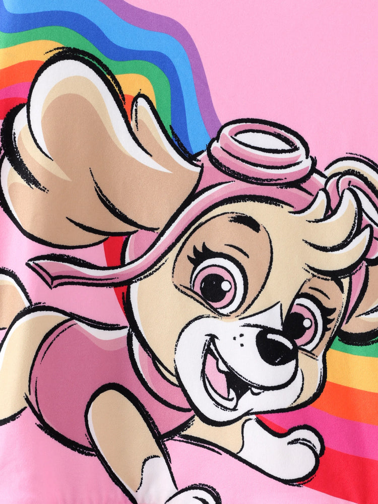 PAW Patrol Toddler Girl 2pcs Skye Rainbow/Gradient Ruffled Top with Leggings Set Pink