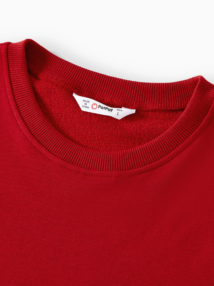 Sweat-shirts à manches longues et col ras du cou avec imprimé de lettres colorblock assortis pour la famille