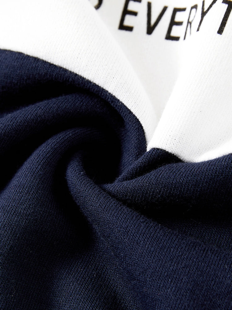 Sweat-shirts à manches longues et col ras du cou avec imprimé de lettres colorblock assortis pour la famille